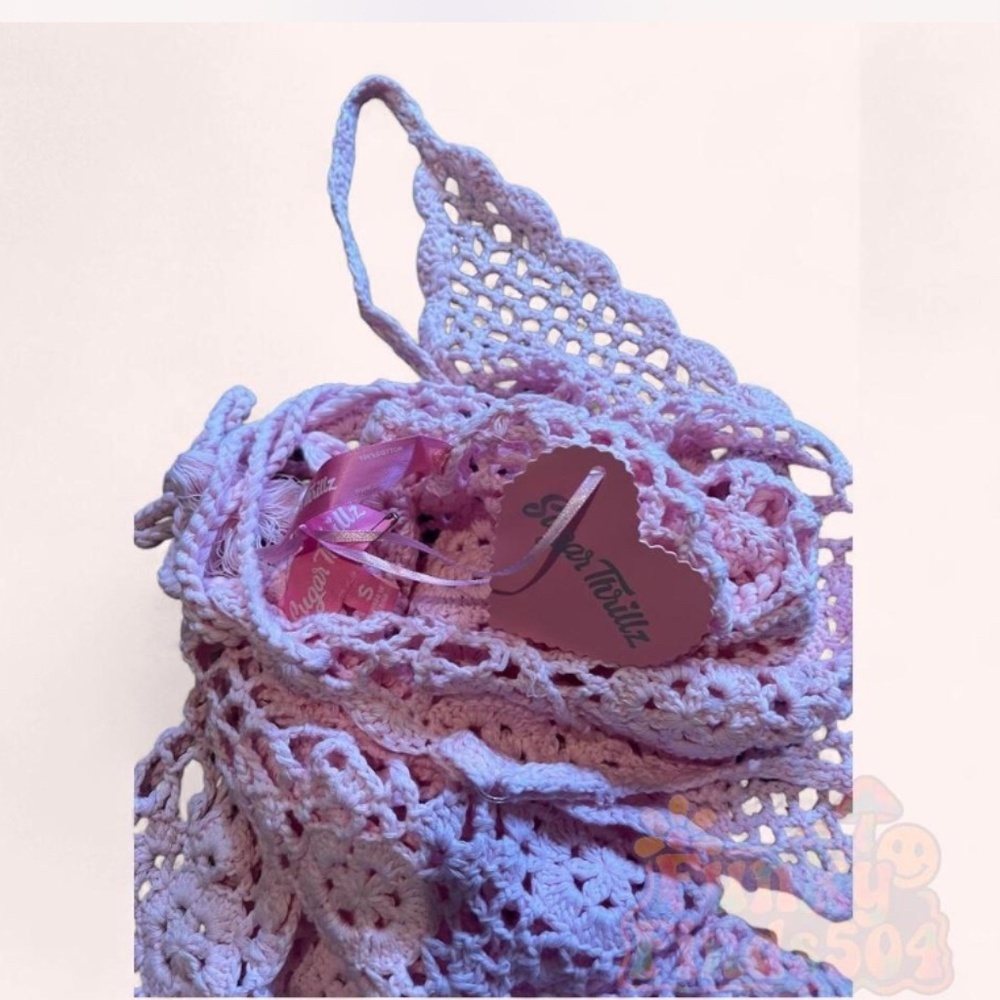 Sugar Thrillz NWT Princess Pink Desert Glam Crochet Maxi Dress Size S Festival - Picture 4 of 5